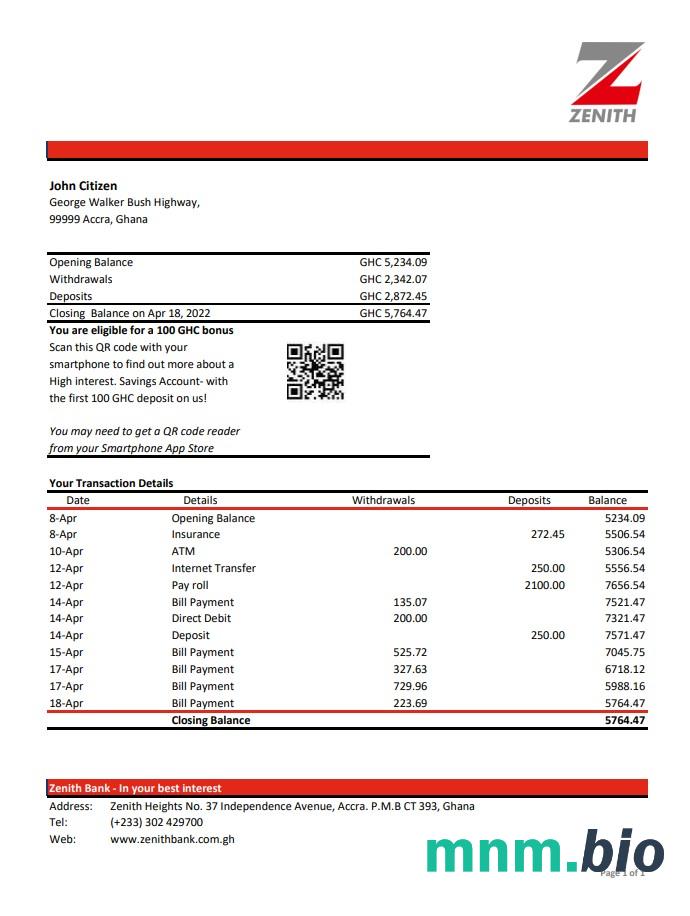 Szablon Oświadczenia Ghana Ecobank w programie Word i PDF